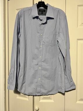 Banana Republic Slim Fit XL Blue Micro Dot Stretch Button Down Shirt Mens